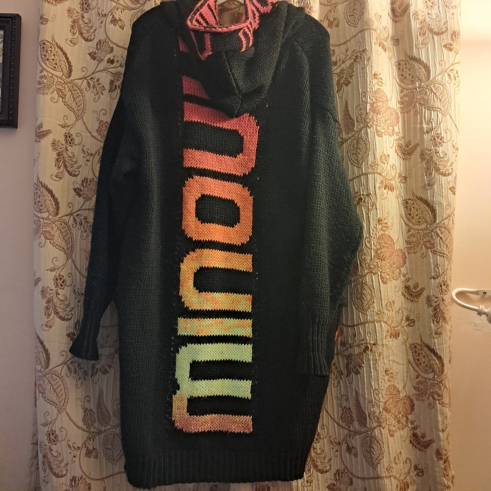 Minouu Cardigan Women's M/L Alpaca Blend Hooded Luxury Polish Made Boutique - Picture 6 of 10